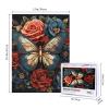 500 Piece Jigsaw Puzzle for Adults Personalized Picture Puzzle Butterflies and Roses Customized Wooden Puzzle for Family, Birthday, Wedding, Game Nights Gifts, 20.4"x15" view 2