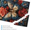 500 Piece Jigsaw Puzzle for Adults Personalized Picture Puzzle Butterflies and Roses Customized Wooden Puzzle for Family, Birthday, Wedding, Game Nights Gifts, 20.4"x15" view 3