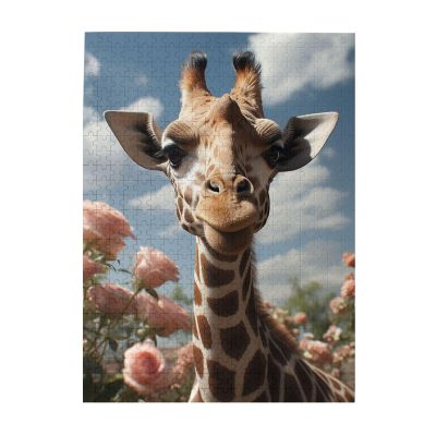 500 Piece Jigsaw Puzzle for Adults Personalized Picture Puzzle Beautiful Giraffe Customized Wooden Puzzle for Family, Birthday, Wedding, Game Nights Gifts, 20.4"x15"