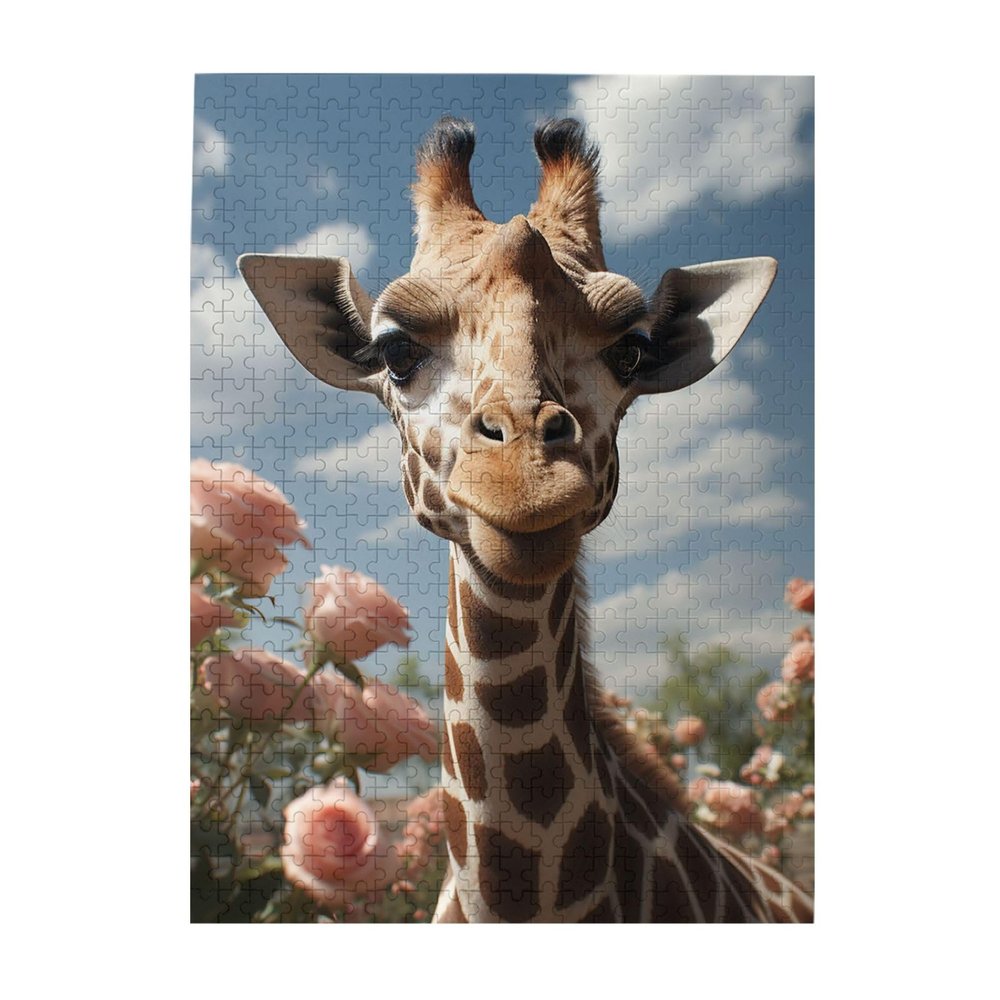 500 Piece Jigsaw Puzzle for Adults Personalized Picture Puzzle Beautiful Giraffe Customized Wooden Puzzle for Family, Birthday, Wedding, Game Nights Gifts, 20.4"x15"
