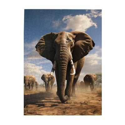 500 Piece Jigsaw Puzzle for Adults Personalized Picture Puzzle Ferocious Elephant Customized Wooden Puzzle for Family, Birthday, Wedding, Game Nights Gifts, 20.4"x15"