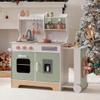 ROBUD Wooden Play Kitchen Set for Kids Toddlers, Pretend Kitchen Playset with BBQ Grill, Ice Maker, Coffee Machine, and Accessories, Toy Kitchen Gift with Lights & Sounds for Girls & Boys, Age 3+ view 2
