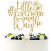 Gold Glitter A Little Wildflower is on the Way Cake Topper, She is A Wildflower/Sweet Baby, Funny Spring Flower Themed Baby Shower Party Decorations Supplies view 1