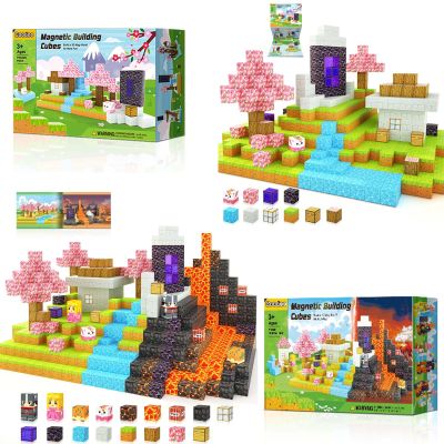 138 PCS Magnetic Blocks - Build Mine Magnet World Cherry Blossom Set, Magnetic Tiles Building STEM Toys for Boys & Girl Kids Toddler Toys for 3+ Years Old