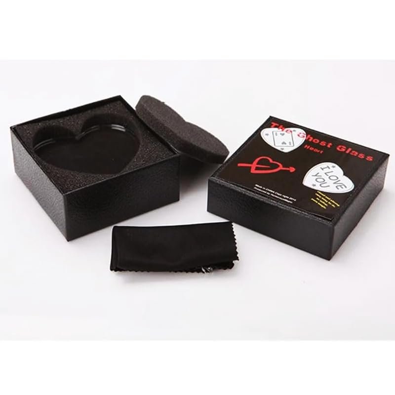 blue-ther The Ghost Glass (Heart) Magic Tricks Predict The Selected Card Prediction Magic for Magicians Close up Street Illusions Gimmick Mentalism Prop, Black