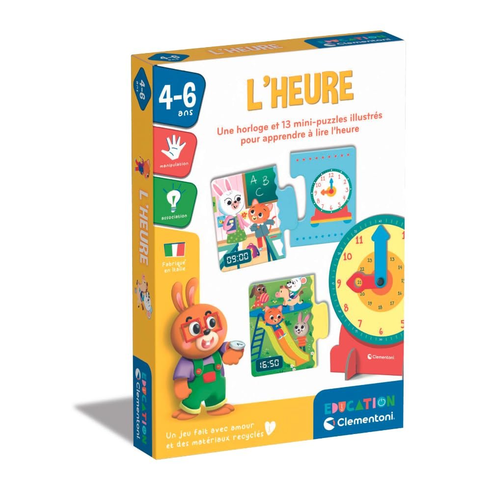 Clementoni | Time | Contains 1 Clock, 13 Mini Puzzles and 1 Guide. | 4 Years | 52792