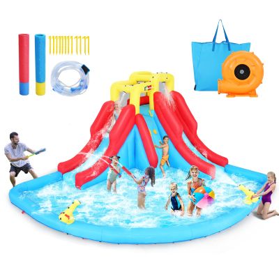 Whubefy 14.5x12.7ft Inflatable Water Slide 10 in 1 Kids Water Park Bounce House With 2 Water Slide, Top Sprayers, Climb Wall, Splash Pool, Blow up Water Slides Inflatables for Kids Backyard Waterslide