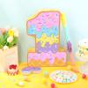 Aoriher Summer Birthday Piata Ice Cream Game Set Summer Number Piata with Bat Stick Blindfold Mask Confetti for Sundae Theme Birthday Baby Shower Party Game Supplies Decor(Number 1) view 3