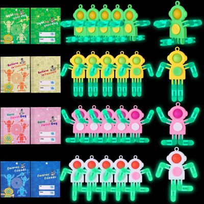 24Pcs Pop Fidget Spinners Bulk - DIY Transformable Fidget Spinner with Cards Robot Keychain Fidget Spinners Glow in The Dark Easter Basket Stuffers Stress Relief Sensory Toys for Kids Adults