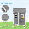 Outsunny Playhouse for Kids, Outdoor Wooden Playhouse with Floor, Door, Windows & Planter Box for 3-8 Year Olds, Backyard, Lawn, Garden, Gray view 4