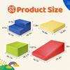 4-Piece PU Leather Baby Foam Climbing Blocks for Toddlers - Soft Play Climbing Toys for Toddlers - Foam Climbing Set for Crawling and Sliding Indoor (Red Yellow Blue) view 2