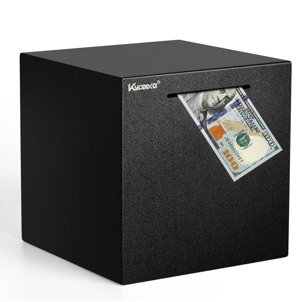 Adults Piggy Bank Must Break to Open, Unbreakable Stainless Steel Piggy Bank for Adults, Metal Savings Box for Cash Saving (Black, 7.9 inch)