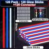 120 PCS 4th of July Glow Sticks Bulk with Connectors, Patriotic Red White Blue Glow in The Dark Stick, Light Up Bracelets Nacklaces for Kids Adults, 250th Anniversary USA Party Favor LED Accessories view 2