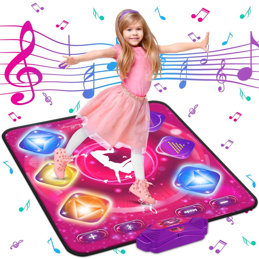 Dance Mat for Kids, Electronic Dance Pad with Wireless Bluetooth & LED Lights, Adjustable Volume, Built-in Music, 5 Game Modes, Xmas B-day Gifts for 3+ Years Old Girls Toys (Bluetooth Type-Purple)