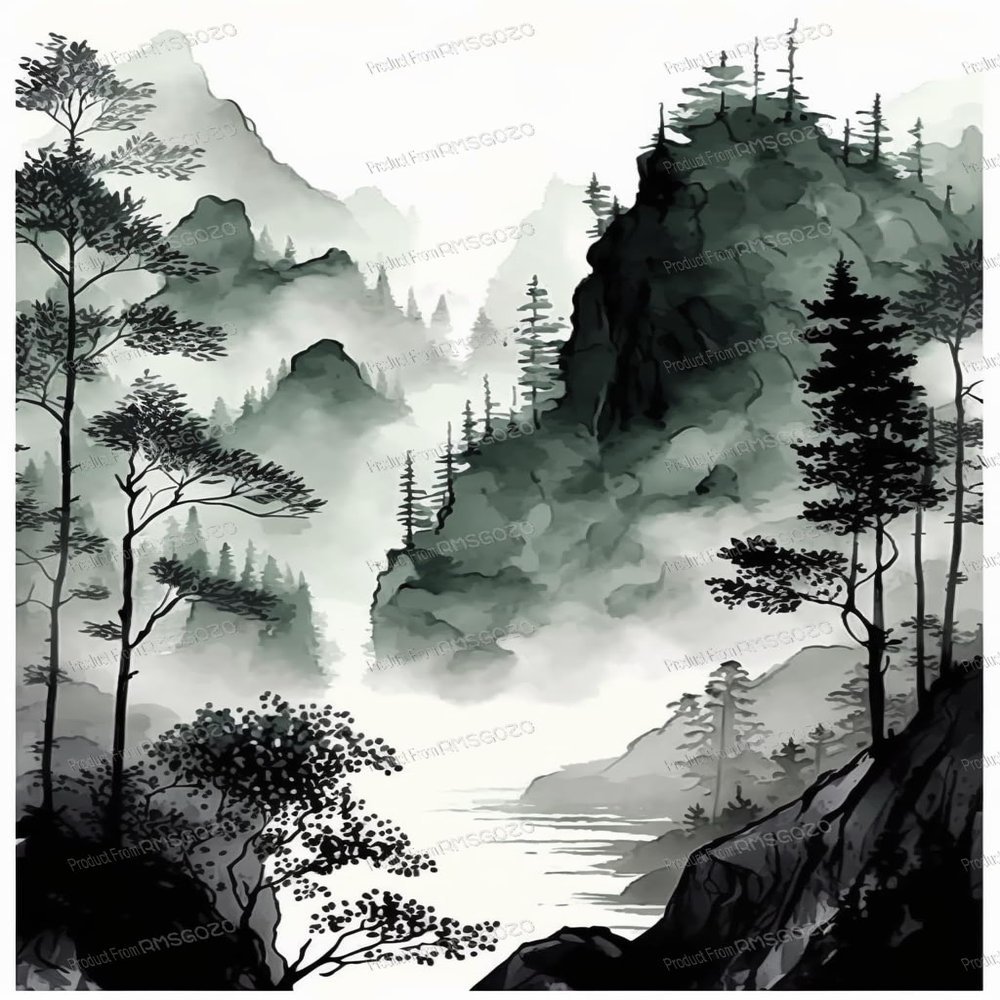 Chinese Ink Bamboo Forest Wooden Jigsaw Puzzles 500 Pieces - 500 Piece Jigsaw Puzzle 15 X 20 Inches, Fun Indoor Activity - Gift Poster, Patience Enhancing Stress Relief Game