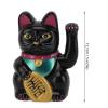 Gavigain 5in Fortune Cat,Home Desktop Solar Waving Arm Fortune Cat Solar Powered Lucky Fortune Cat for Home Restaurant Hotel (Black) view 4