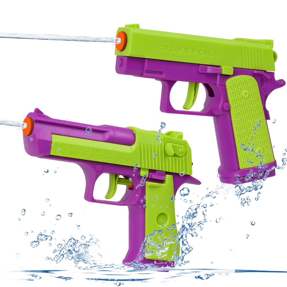 2 Pack Water Gun for Kids - Squirt Guns Water Blaster Soaker 100CC Capacity Water Pistol Toys for Boys Girls Toddlers, Ideal Summer Gifts for Swimming Pool Beach Outdoor Water Toys