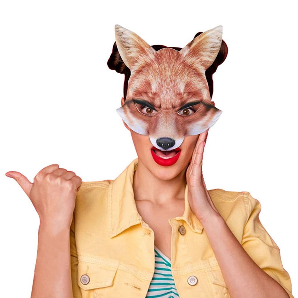 Tiydiygo EVA Half Face Fox Mask, Halloween Easter Carnival Party Cosplay Costume Prop Masquerade Animal Mask for Women (Yellow)