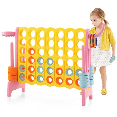 AKUSTIK Giant Connect Game Outdoor, 4 in a Row Jumbo 4 to Score for Kids Adults Family Party Yard Lawn, Large Connect Game with Quick Release Slider 42 Jumbo Rings