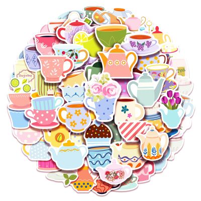 100 Pack Tea Stickers, Floral Tea Time Party Favors, Birthday Decorations Gifts