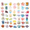 100 Pack Tea Stickers, Floral Tea Time Party Favors, Birthday Decorations Gifts view 3