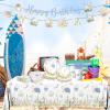 142pcs Under the Sea Birthday Tableware Under The Sea Theme Party Decorations Underwater Sea Life Baby Shower Party Supplies Disposable Banner,Tablecloth,Plates,Napkins,Cups,Forks and Knives view 4