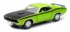 1970 Barracuda Green with Black Hood and Stripes Muscle Car Collection 1/25 Diecast Model Car by New Ray 71873A view 2