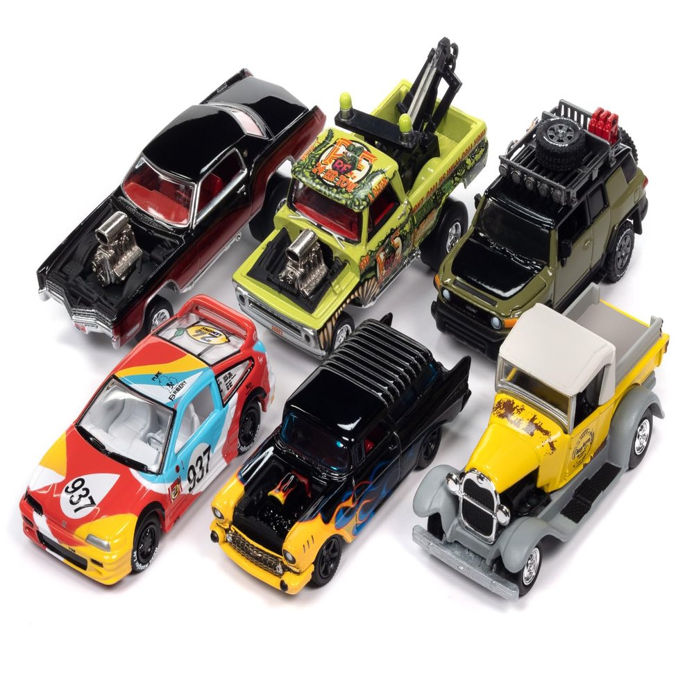 Round 2 Street Freaks 2023 Set A of 6 Cars Release 2 1/64 Diecast Model Cars by Johnny Lightning JLSF026A