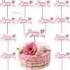 12Pcs Happy Mother's Day Cake Topper Acrylic Cake Topper Mother's Day Cupcake Topper Heart Shaped Cake Picks Cake Accessories for Birthday Mother's Day Gifts Cake Decoration Party (Rose Gold) view 1