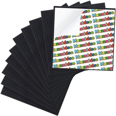 MANNIDOO Peel-and-Stick Baseplates, 10 Packs 10" x 10 Classic Adhesive Building Base Plates for Walls and Tables - Compatible with All Major Brands (Black)