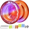 7YO Yoyo for Kids 8-12, Wide Plastic Yoyo AOE with Dual Bearing, Crystal Yo Yo with Fingerspin Dimple, Professional Yo Yo for Kids, Adults (Orange Purple) view 1