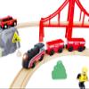 Toy Train Accessory Lifting Bridge and Electric Train Set for Wooden Tracks, Battery Operated Train Toy with Train Bridge Compatible with Thomas, Brio, Melissa and Doug view 4