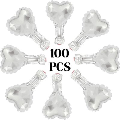 100 Pcs 5in Heart Shaped Balloons Silver Foil Mylar Balloons Foil Balloon Decoration for Women Girls Valentine's Day Birthday Wedding Proposal Bridal Bachelorette Party Decor
