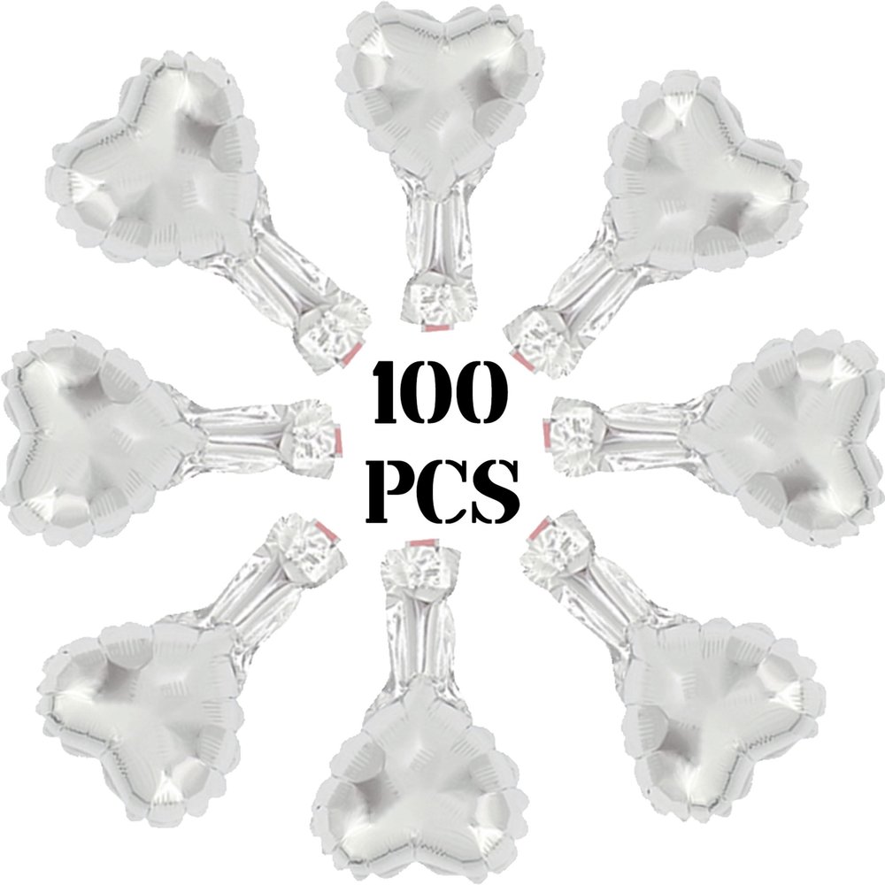 100 Pcs 5in Heart Shaped Balloons Silver Foil Mylar Balloons Foil Balloon Decoration for Women Girls Valentine's Day Birthday Wedding Proposal Bridal Bachelorette Party Decor