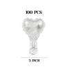 100 Pcs 5in Heart Shaped Balloons Silver Foil Mylar Balloons Foil Balloon Decoration for Women Girls Valentine's Day Birthday Wedding Proposal Bridal Bachelorette Party Decor view 2