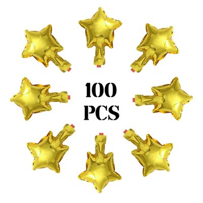100 Pcs 5in Star Shaped Balloons Gold Foil Mylar Balloons Foil Balloon Small Decoration for Women Girls Valentine's Day Birthday Wedding Proposal Bridal Bachelorette Party Decor