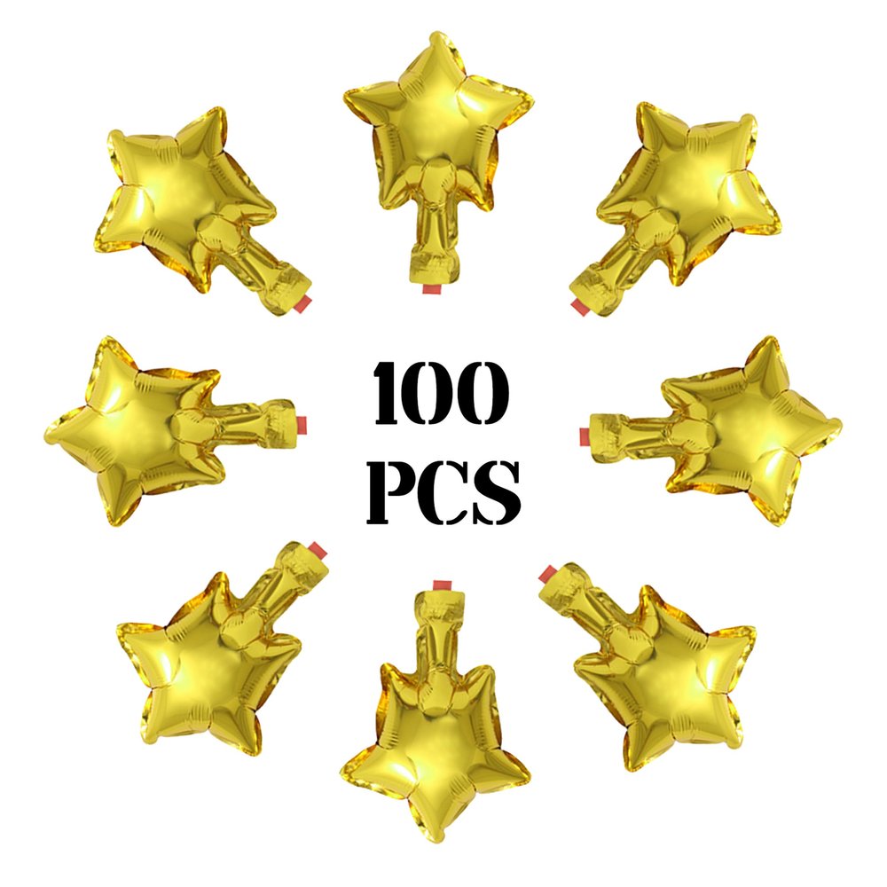 100 Pcs 5in Star Shaped Balloons Gold Foil Mylar Balloons Foil Balloon Small Decoration for Women Girls Valentine's Day Birthday Wedding Proposal Bridal Bachelorette Party Decor