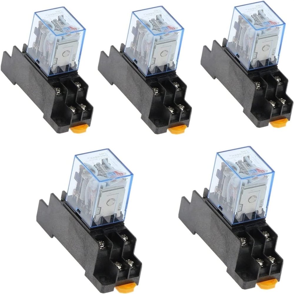 VUBBJCRS Relay 5 Sets MY2P HH52P MY2NJ Relay Coil General DPDT Micro Mini Electromagnetic Relay Switch 110V 220V 12V 24V Power Relay Switch LED