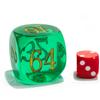 Big Translucent Backgammon Doubling Cube Dice 30MM, Large Backgammon Doubling Number Dice 1 3/16", Translucent Green view 2