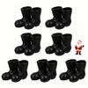 VICASKY 7 Pairs Mini Santa Claus Boots  1.18" Adorable Miniature Christmas Gnome Shoes,Black Plastic Doll Shoes for Dollhouse, DIY Craft Projects, Table Centerpiece & Holiday Decor view 1