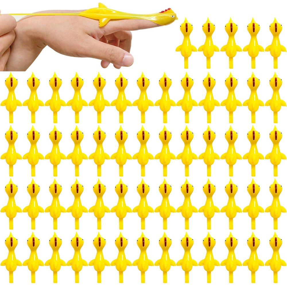 60PCS Finger Slingshot Chicken Rubber,Flick Stretchable Chickens Toys,Flying Stretchy Chicken Fingers for Birthday,Children's Day,Thanksgiving Day Stocking Stuffer Party Favor