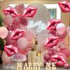 8Pcs Big Red Lip Balloons,30 Inch Lips Kiss Balloons for Galentines Day Marriage Valentine's Day Wedding Party Marriage Engagement Pink Girl Spa Party view 4