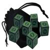 Set of (6) Numbers 1-6 Design Dice 16mm 6 Six-Sided Opaque Squared Corners + Dice Pouch + PU Leather Dice Cup with Premium Felt Lining Bundle (Green Dice) view 2