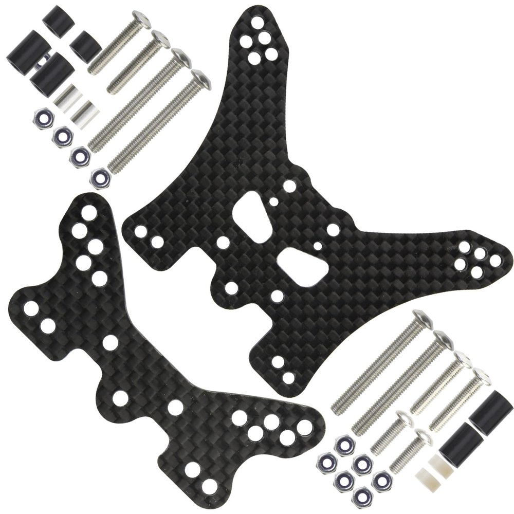 TOOMOD Carbon Adjustable Shock Absorber Front/Rear Shock Damper Stay for Tamiya RC TT-02B Off-Road Car Chassis Upgrades Replace Parts