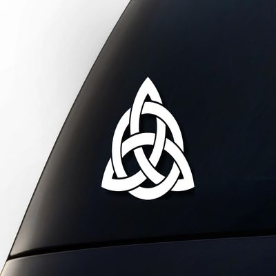 ToysCentral Basics Celtic Trinity Knot Family Symbol Premium Vinyl Decal Sticker - 6 Year Durability, Waterproof, Adhesive Emblem for Cars, Laptops, Windows, and More (Matte White), TR-453