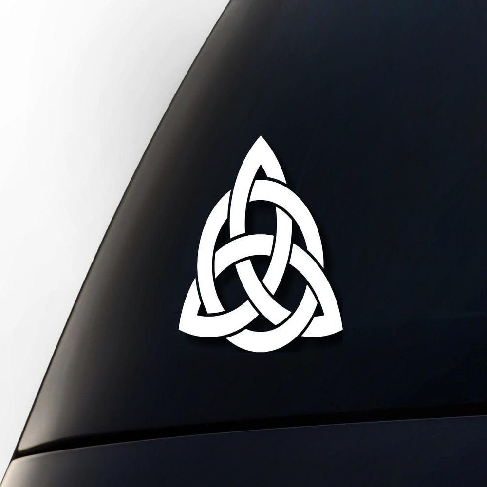 ToysCentral Basics Celtic Trinity Knot Family Symbol Premium Vinyl Decal Sticker - 6 Year Durability, Waterproof, Adhesive Emblem for Cars, Laptops, Windows, and More (Matte White), TR-453