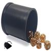 Cyber-Deals Set of (6) 16mm Transparent Glitter Rounded Corners Dice + Dice Pouch + PU Leather Dice Cup with Premium Black Felt Lining Bundle view 1