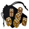 Cyber-Deals Set of (6) 16mm Transparent Glitter Rounded Corners Dice + Dice Pouch + PU Leather Dice Cup with Premium Black Felt Lining Bundle view 2