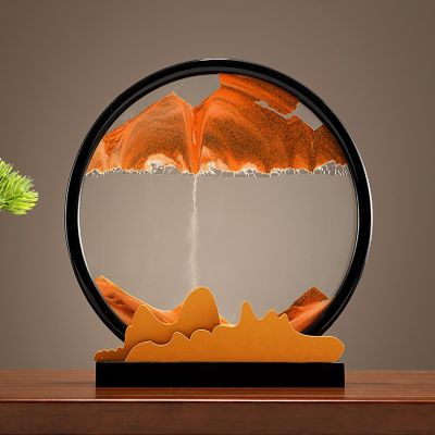 3D Moving Sand Art Picture Deep Sea Sandscape,Sand Art Liquid Motion,360 Rotating Deep Sea Sandscape 3D Round Glass Frame Display Flowing Sand Relaxing Toys for Home Office Work Decor ( Color : A3 )