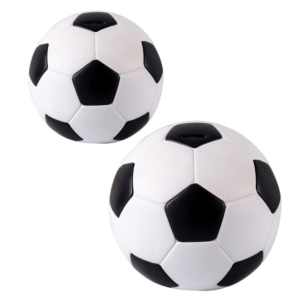 Abaodam 2pcs Vinyl Football Shape Coin Box Decorative Piggy Bank Cartoon Money Box for Boys and Girls Coin Holder Adornment